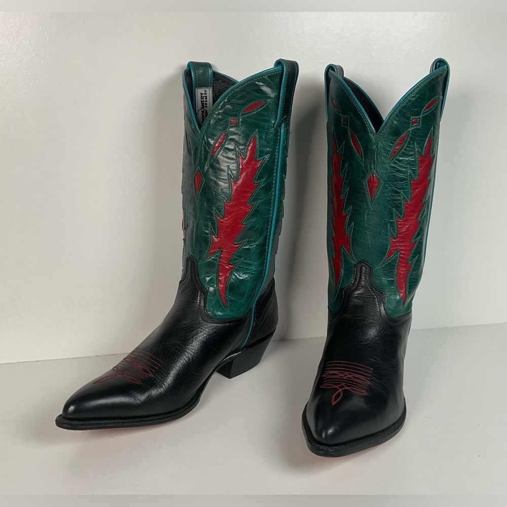 Vintage Dan Post for Code West Cowgirl Boots | Tooled Inlays | Women’s 9 M